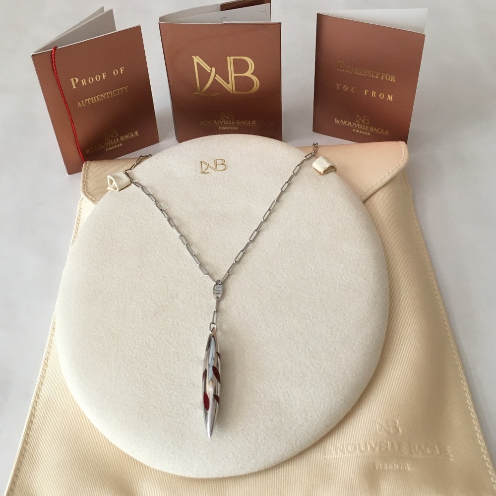 ❤️SOLD❤️ ITALIAN 18K White Gold La NOUVELLE BAGUE Diamond Pendant Necklace - Picture 1 of 12